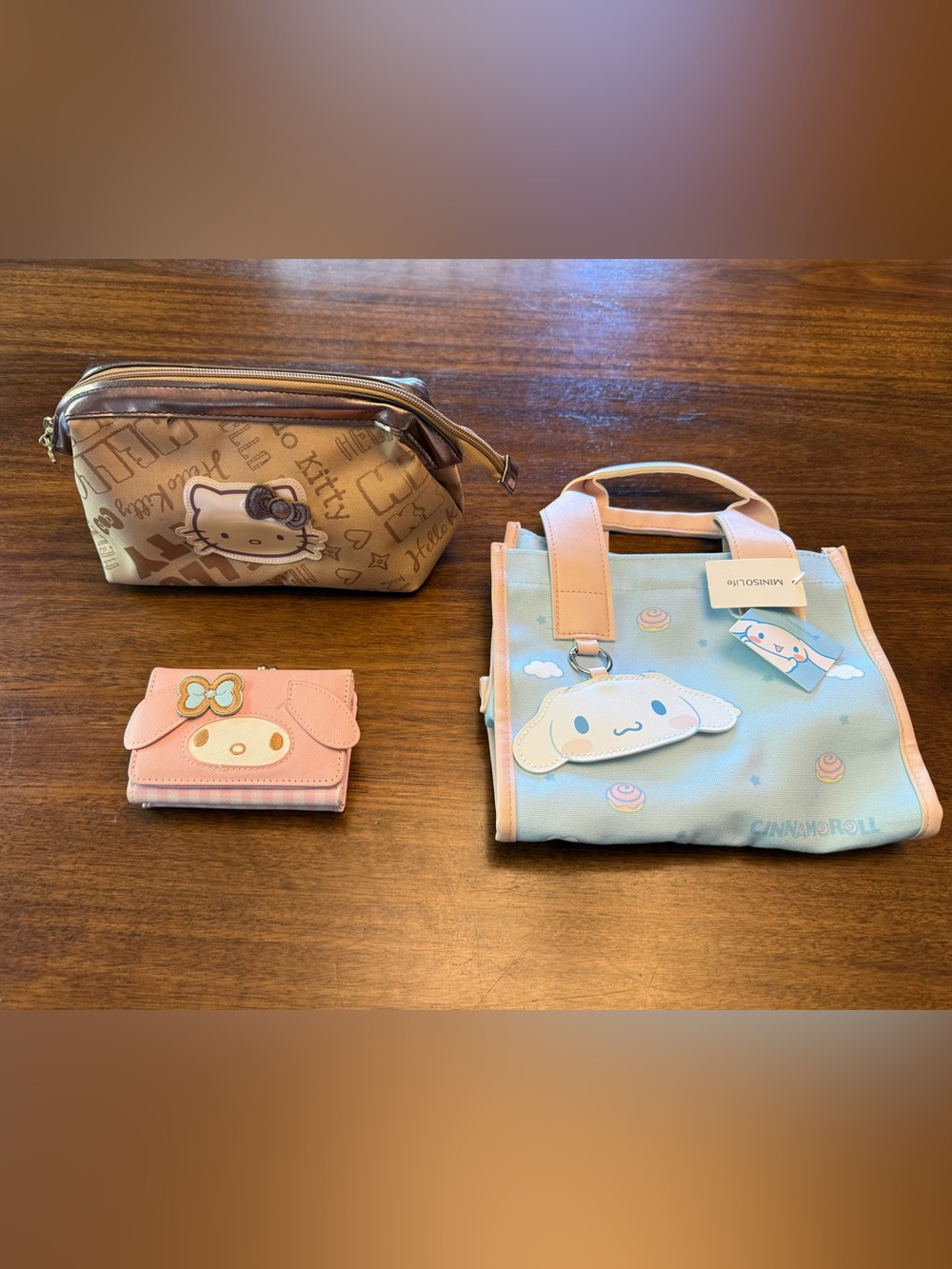 Sanrio Hello Kitty and My Melody Sanrio pouch, wallet & tote set Pink & Blue